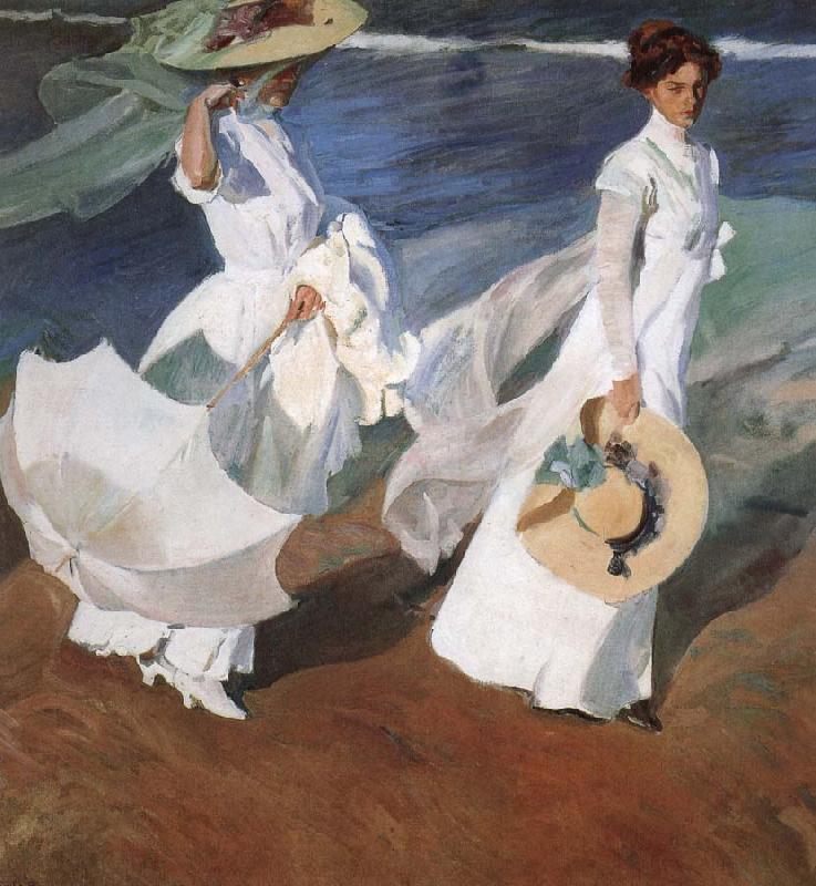 Joaquin Sorolla Walking the beach oil painting image